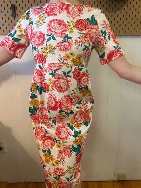 Vintage ASOS Floral Midi Dress w/ Pockets Cottagecore Tailored Tea Dress